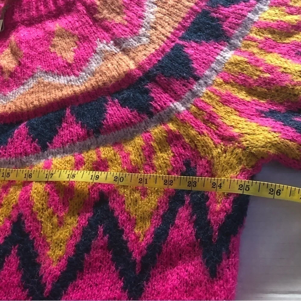 A New Day Barbiecore Fair Isle Crew Neck Fuzzy Pullover Sweater Knit Plus Sz 2XL